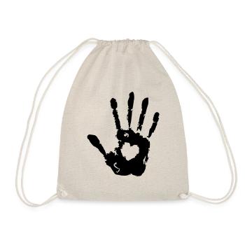 Stop Hand Right with Heart Print - Drawstring Bag - nature - Front