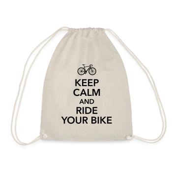 keep calm and ride your bike Fahrrad Drahtesel Rad - Turnbeutel - Natur - Vorne
