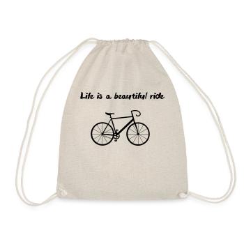 Life is a beautiful ride bike - Drawstring Bag - nature - Front