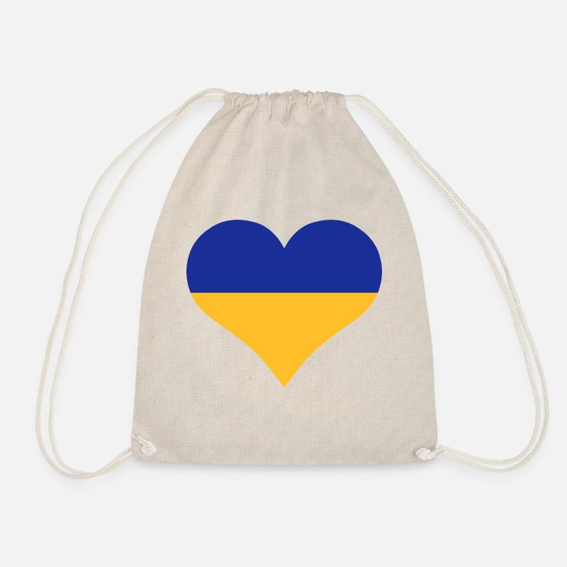 Heart Ukraine blue gold - Drawstring Bag - nature
