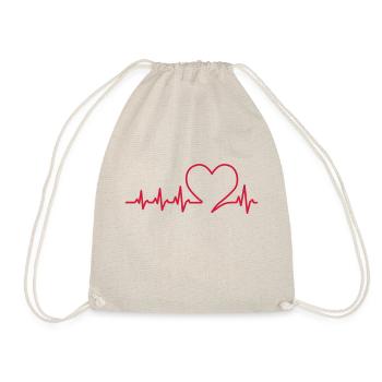 Heart Heartbeat Pulse Frequency Love Valentine's Day - Drawstring Bag - nature - Front