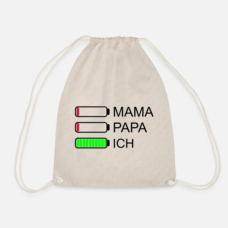 Mama Papa I battery empty - Drawstring Bag - nature