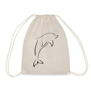 Delfin Line Art - Minimalist - Drawstring Bag - nature - Front