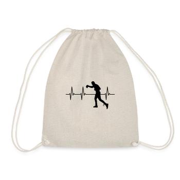 Herzschlag Boxer Boxsack Boxing Puls Heartbeat - Turnbeutel - Natur - Vorne