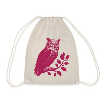 Owl on a branch – Mystical motif in vintage style - Drawstring Bag - nature - Front