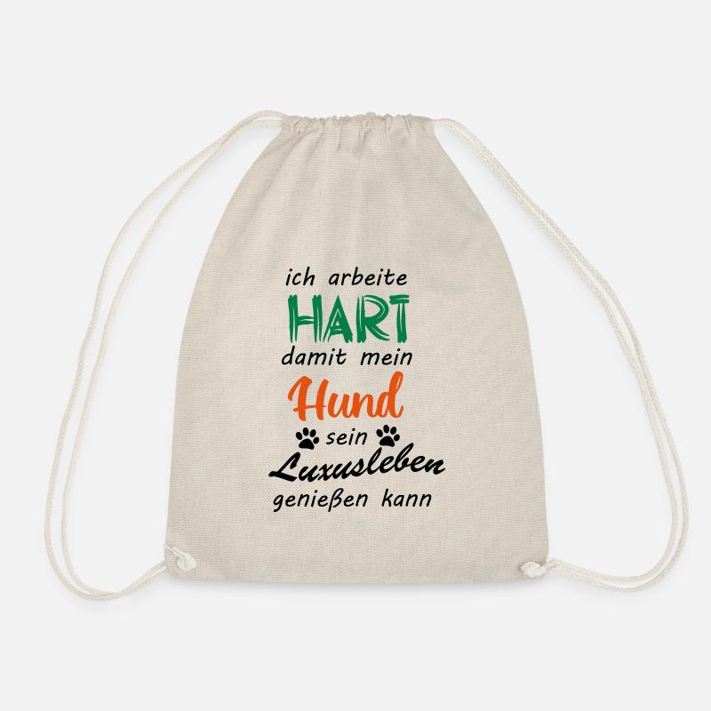 Ich arbeite hart damit mein Hund - Turnbeutel - Natur