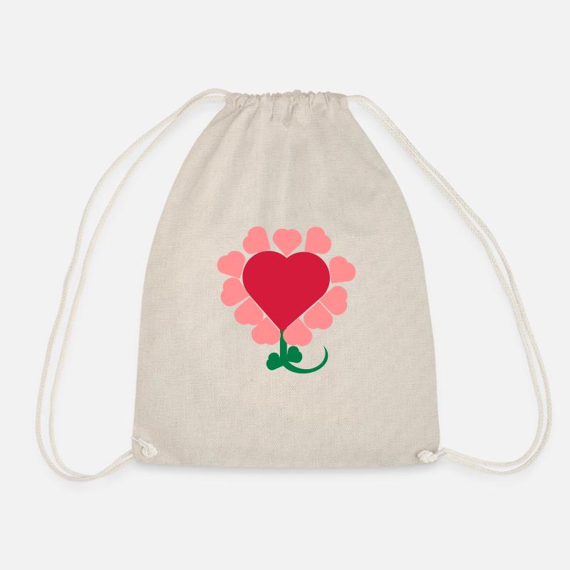 Heart Flower - Drawstring Bag - nature