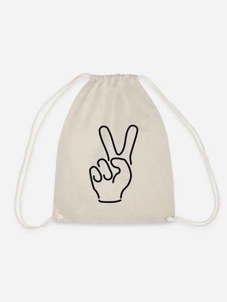 Victoire Paix Signe de la main Silhouette Signe V - Sac de sport léger - nature