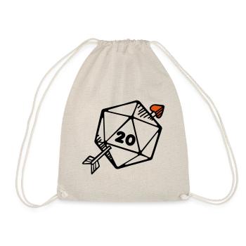 Pen and paper arrow dice heart - Drawstring Bag - nature - Front