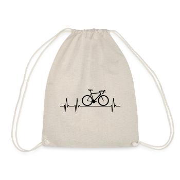 Herzschlag Rennrad Fahrrad Heartbeat Puls - Turnbeutel - Natur - Vorne