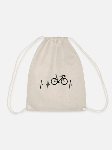 Herzschlag Rennrad Fahrrad Heartbeat Puls - Turnbeutel - Natur