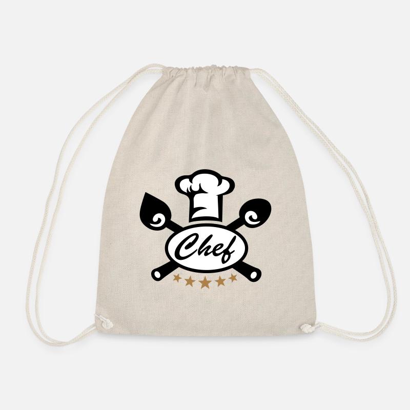 Koch, 5 Sterne, Geschenk Chef, Chefkoch, Kochmütze - Turnbeutel - Natur