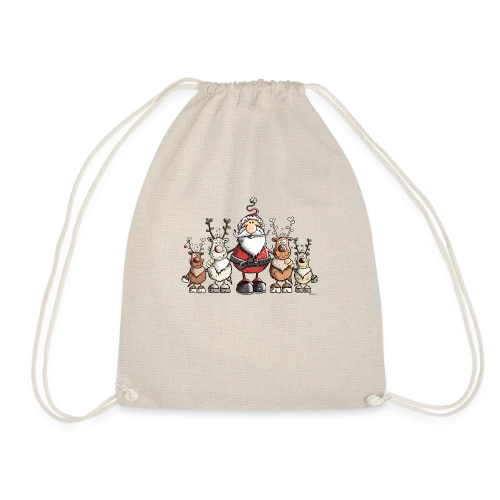 Père Noël entouré de rennes - Scène hivernale - Sac de sport léger