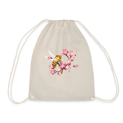 Abeille Volante et Magnolias – Dessin Main Élégant - Sac de sport léger