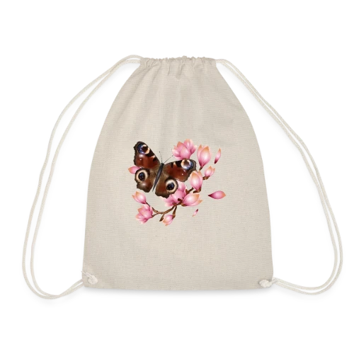 Papillon Paon et Magnolia Rose : Élégance Naturelle - Sac de sport léger