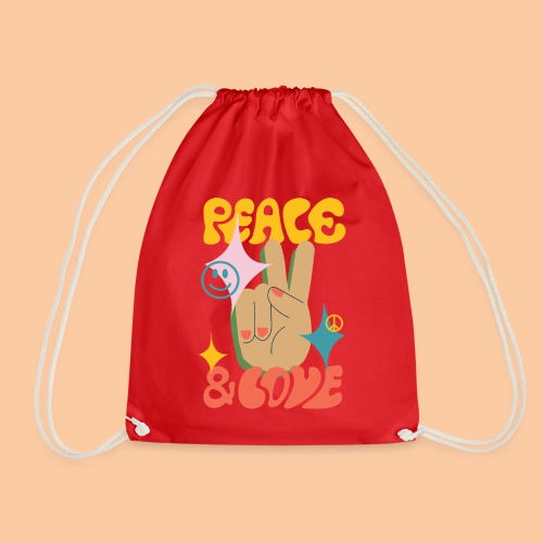 Peace, love and the fingers to the peace sign - Drawstring Bag