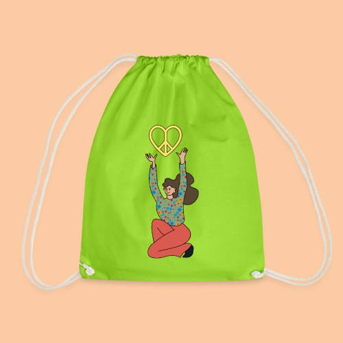 She holds the peace sign up - Drawstring Bag