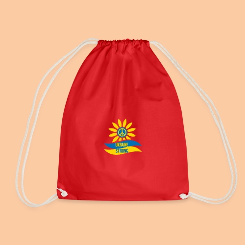 Peace sign in the flower and strength for Ukraine - Drawstring Bag