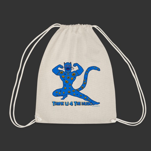 Thx U 4 the music * Music muscle cat in blue - Drawstring Bag