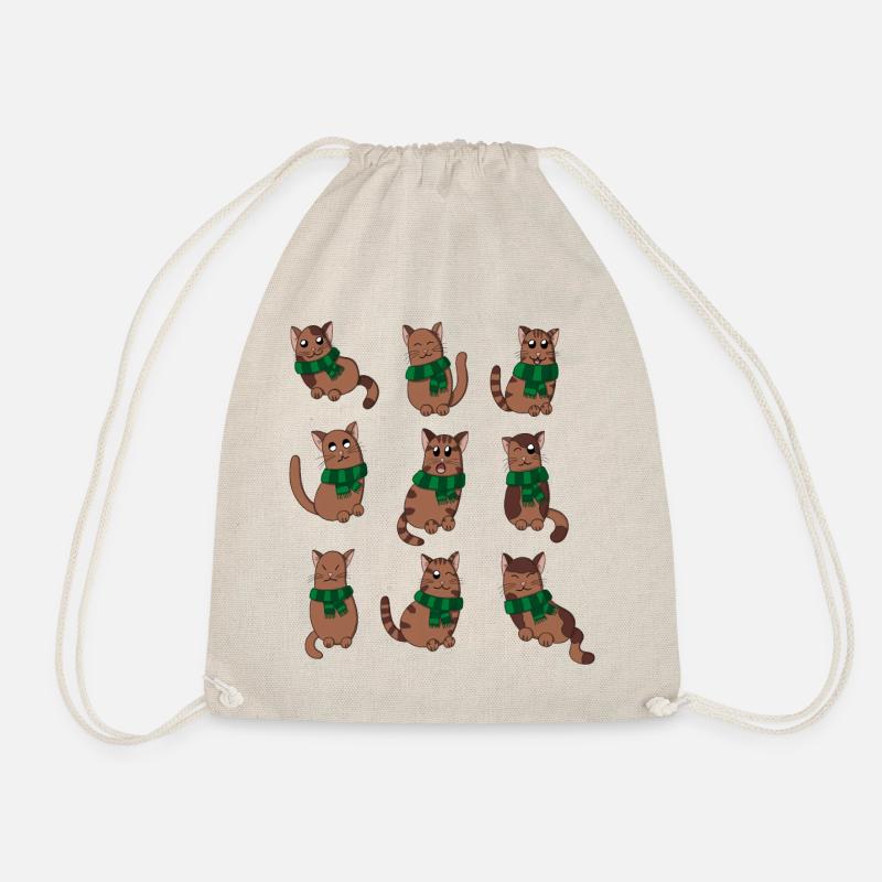 Cats with scarf - Drawstring Bag - nature