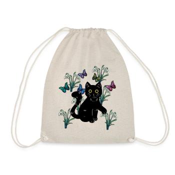Cat Cats Kids Nature Spring Flowers Fantasy - Drawstring Bag - nature - Front