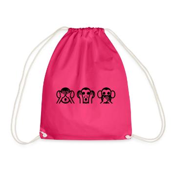3 Wise Monkey - Drawstring Bag - fuchsia - Front