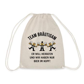 Team Bräutigam (Karikatur / Bier Im Kopf / 3C / B) - Turnbeutel - Natur - Vorne