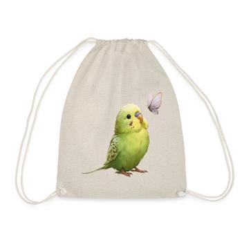 Budgie with butterfly - Drawstring Bag - nature - Front