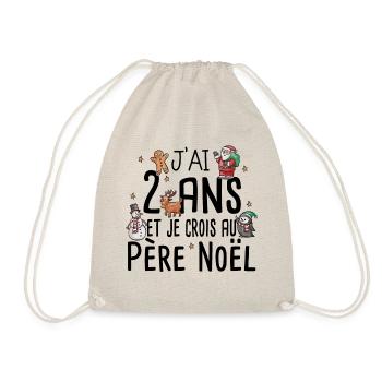 2 ans Père Noël Anniversaire Fille Garçon Fillette - Sac de sport léger - nature - Devant