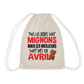 Bébé Avril Taureau Naissance Cadeau Baby - Sac de sport léger - nature - Devant