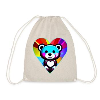 Cute teddy bear with heart in colorful - Drawstring Bag - nature - Front