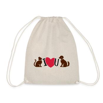Chat et chien je t'aime - chat et chien je t'aime - Sac de sport léger - nature - Devant
