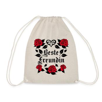 40 Beste Freundin Tattoo Herz rote Rosen vintage - Turnbeutel - Natur - Vorne