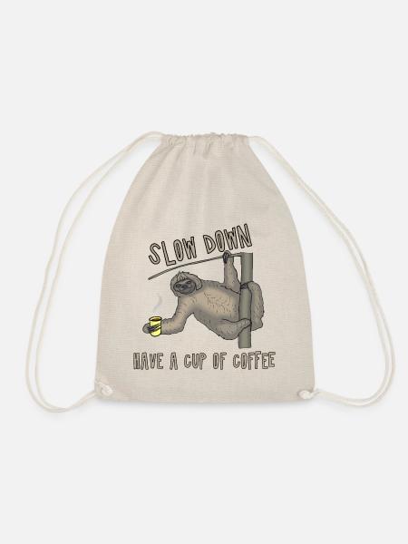 Slow down & have a cup of coffee - Faultier fun4m3 - Turnbeutel - Natur