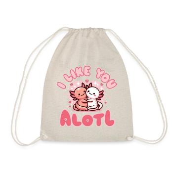 I Like You Alotl - Axolotl Cute Friendship Love - Drawstring Bag - nature - Front