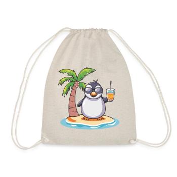 Penguin Summer Beach Vacation - Drawstring Bag - nature - Front
