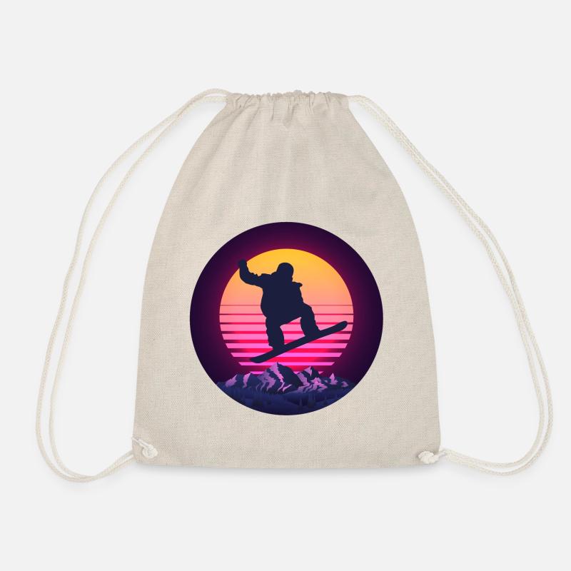 Snowboard Snowboarder Wintersport Retro - Turnbeutel - Natur