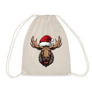 Elch Porträt Weihnachten - Turnbeutel - Natur - Vorne