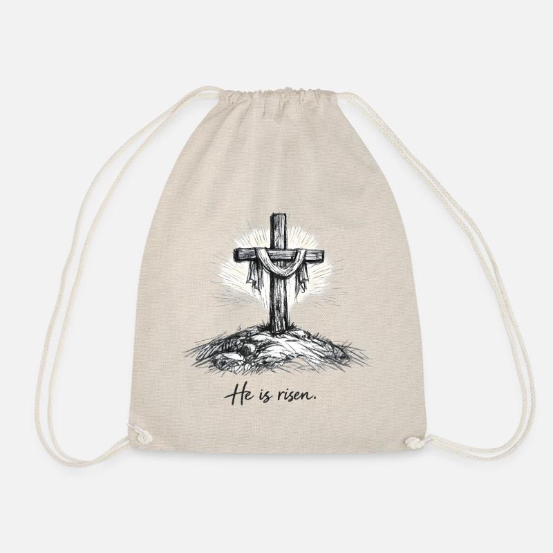 Kruzifix He is Risen Ostern Jesus - Turnbeutel - Natur