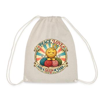 Peace, Love, and a Skein of Yarn – Woolicons - Turnbeutel - Natur - Vorne
