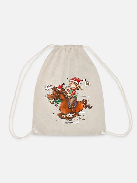 Weihnachts Pony - Turnbeutel - Natur