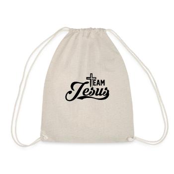 Team Jesus, schwarz. - Turnbeutel - Natur - Vorne