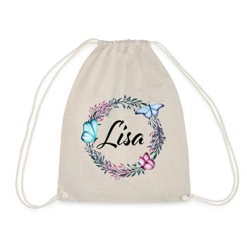 Lisa, nom, lettrage, couronne de fleurs, cadeau - Sac de sport léger - nature - Devant