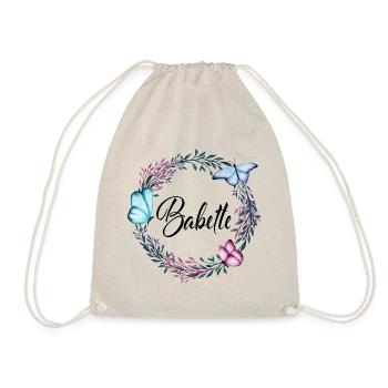 Babette, nom, lettrage, couronne de fleurs, cadeau - Sac de sport léger - nature - Devant