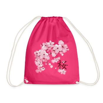 Japanese Cherry Blossoms - Sakura - Drawstring Bag - fuchsia - Front