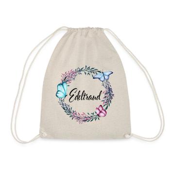 Edeltraud, Name, Schriftzug, Blumenkranz, Geschenk - Turnbeutel - Natur - Vorne