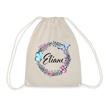 Eliane, nom, lettrage, couronne de fleurs, cadeau - Sac de sport léger - nature - Devant