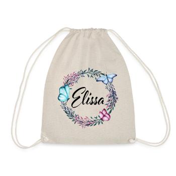 Elissa, nom, lettrage, couronne de fleurs, cadeau - Sac de sport léger - nature - Devant