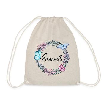 Emanuelle, nom, lettrage, couronne leurs, cadeau - Sac de sport léger - nature - Devant