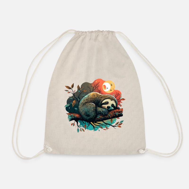 cute, sleeping sloth, sleep fashion - Drawstring Bag - nature